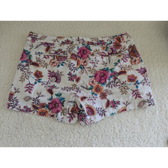 a.n.a womens white pink floral twill shorts pockets Size 12 - Picture 5 of 8